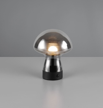 Immagine di Lampada Led Da Comodino Senza Fili Fungo Vetro Fume Dooley Trio