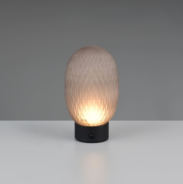Immagine di Lampada Led Wireless Ricaricabile Vetro Colorato Ovale Da Comodino Facette Trio