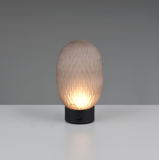 Immagine di Lampada Led Wireless Ricaricabile Vetro Colorato Ovale Da Comodino Facette Trio