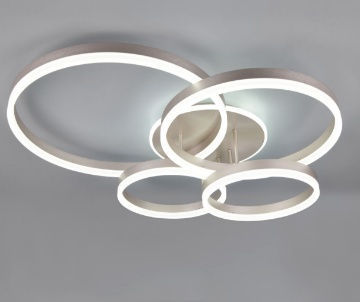 Immagine di Plafoniera Drake Design Cerchi Nichel Led CCT 50W Dimmerabile Con Telecomando