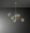 Immagine di Lampadario Ottone Sfere Vetro Pyrex 6 Luci Perenz