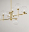 Immagine di Lampadario Soggiorno Ottone Con 9 Sfere Trasparenti Vetro Pyrex Perenz