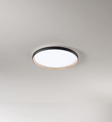Immagine di Plafoniera Halo Disco Nero Oro 49 cm Led CCT 40w Dimmerabile Perenz