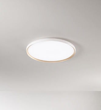 Immagine di Plafoniera Disco Bianco Oro 58 cm Led 45w Dimmerabile Halo Perenz