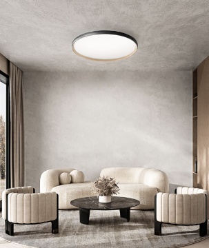 Immagine di Plafoniera Disco Led Nero Oro Halo 58 cm Dimmerabile Perenz