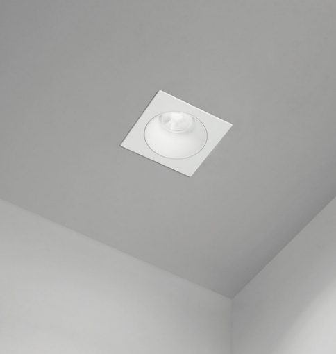 Immagine di Faretto Led GU10 Bianco Da Incasso Fisso Quadrato 90 mm Perenz
