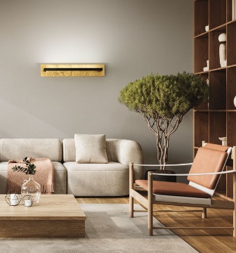 Immagine di Applique Decorativa Led Foglia Oro 63 cm Luce Orientabile CCT Perenz