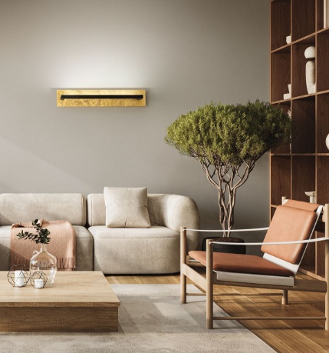 Immagine di Applique Decorativa Led Foglia Oro 63 cm Luce Orientabile CCT Perenz