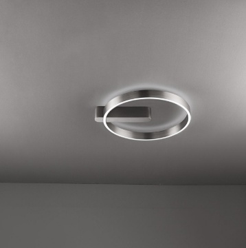 Immagine di Plafoniera Off Cerchio Led CCT 52w Alluminio Grigio Spazzolato Perenz