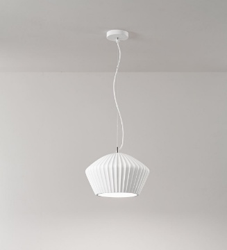 Immagine di Lampadario In Gesso Plissettato Verniciabile Per Tavolo Minea Perenz
