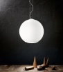 Immagine di Lampadario Grande Boccia Vetro Sfera Bianca 50 cm Ufo Perenz 8548