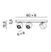 Immagine di Plafoniera Con 3 Faretti Quadrati Orientabili Parete Soffitto Oddy Perenz