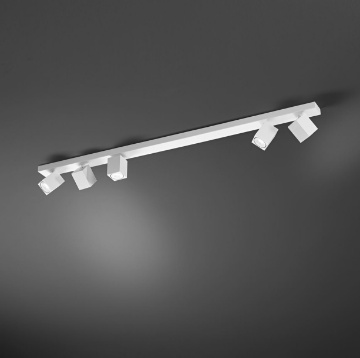 Immagine di Lampada A Binario Con 5 Faretti Quadrati Orientabili GU10 Oddy Perenz