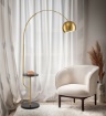 Immagine di Piantana Ad Arco Ottone Con Base e Ripiano Marmo Nero Tableau Perenz
