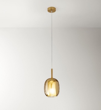 Immagine di Lampada a Sospensione Oro Vetro Specchiato Per Comodino Rain Perenz