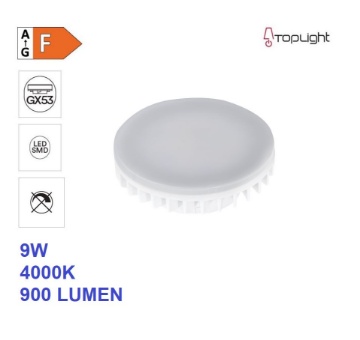 Immagine di Lampadina Led Gx53 Alluminio 9w 4000K Luce Naturale 900Lm Top Light