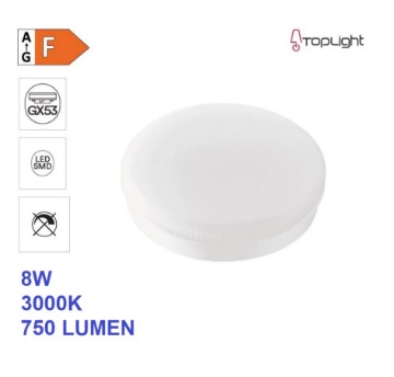 Immagine di Lampadina Led Gx53 8W 3000K 750Lm Luce Calda Ottica 120 Top Light