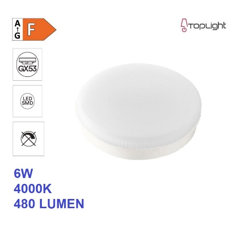 Immagine di Lampadina Gx53 Led 6W 4000K 480Lm Luce Naturale Ottica 120 Top Light