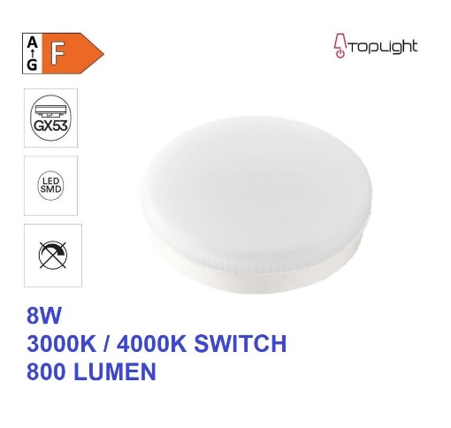 Immagine di Lampadina Led GX53 8w CCT Switch 3000K 4000K 800Lm Top Light