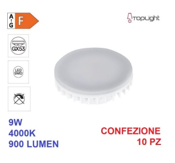 Immagine di Confezione 10 Lampadine Led Gx53 Alluminio 9w 4000K 900Lm Top Light