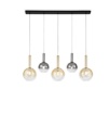 Immagine di Lampadario Lineare Lollipop 5 Luci Sfere Ambra Fumé Specchiato Perenz