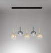 Immagine di Lampadario Lineare Lollipop 5 Luci Sfere Ambra Fumé Specchiato Perenz