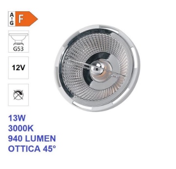 Immagine di Lampadina LED AR111 12V Attacco G53 13w 3000k 940Lm Ottica 45 Gradi