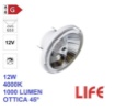 Immagine di Lampada LED AR111 G53 12w 4000k 1000 Lumen 12V Ottica 45° Life