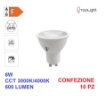 Immagine di Lampadina Top Light GU10 Led 6w Switch 3000k 4000k 600 Lumen - 10 Pezzi