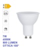 Immagine di Lampadina GU10 LED 7w 4000k 800 Lumen Luce Naturale Ottica 100°