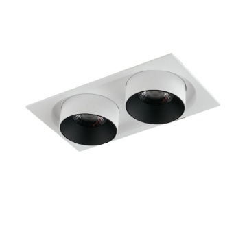 Immagine di Incasso Rettangolare 2 Faretti Led Cilindrici 30w CCT Ottica 24° Orientabili