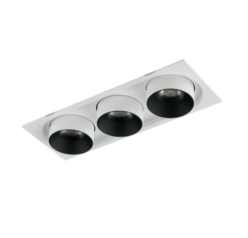 Immagine di Struttura Incasso Con 3 Faretti Cilindro Orientabili Led 45w CCT - Ottica 24°