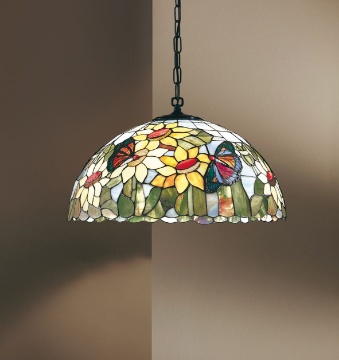 Immagine di Lampadario Cupola Vetro Tiffany Multicolor Sunflower 45 cm Perenz