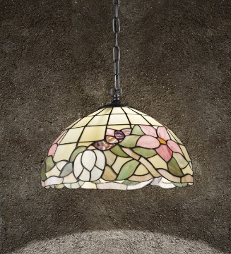 Immagine di Sospensione Vetro Colorato Stile Tiffany Tulipano 40 cm Perenz