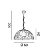 Immagine di Lampadario Stile Tiffany Vetro Decorato Floreale Tulipano 50 cm Perenz