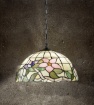 Immagine di Lampadario Stile Tiffany Vetro Decorato Floreale Tulipano 50 cm Perenz
