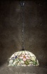 Immagine di Lampadario Stile Tiffany Vetro Decorato Floreale Tulipano 50 cm Perenz