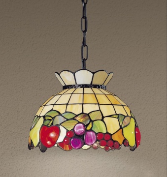 Immagine di Sospensione A Cupola Mosaico Vetri Colorati Tiffany Fruit 45 cm Perenz