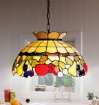 Immagine di Lampadario Stile Tiffany Mosaico Vetri Decoro Frutta 55 cm Perenz