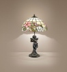 Immagine di Lampada Da Tavolo Tiffany Vetro Decorato Tulipano Perenz 80 cm