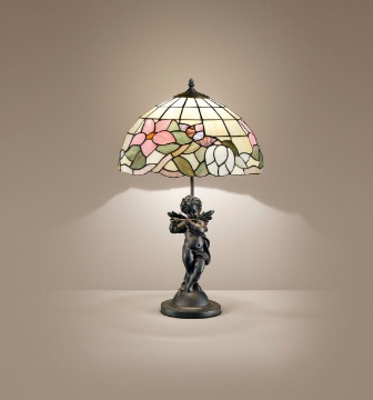 Immagine di Lampada Da Tavolo Tiffany Vetro Decorato Tulipano Perenz 80 cm