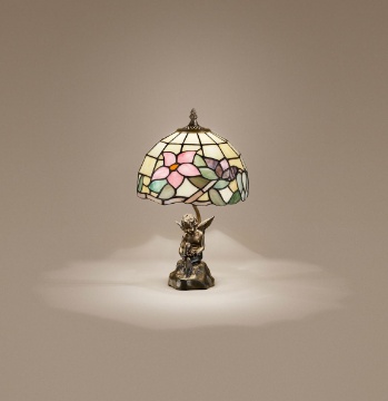 Immagine di Lumetto Classico Vetro Colorato Tiffany Design Floreale Tulipano Perenz 60 cm