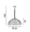 Immagine di Lampadario Cupola Vetro Colorato Tiffany Artigianale Butterfly 50 cm Perenz