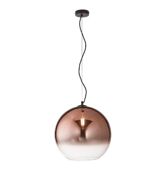 Immagine di Lampadario Per Soggiorno Sfera Aperta Vetro Sfumato Rame 40 cm Marte Fan Europe