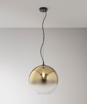 Immagine di Lampadario Vetro Oro Sfumato Sfera 35 cm Marte Fan Europe