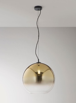Immagine di Lampadario Marte Boccia Vetro Oro Sfumato 40 cm Fan Europe
