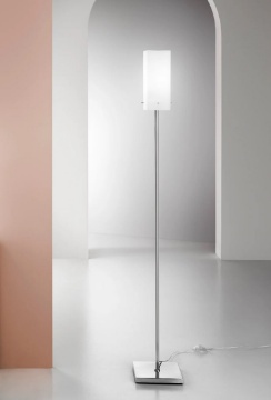 Immagine di Piantana Moderna Cromo Vetro Bianco Squadrato Square Fan Europe