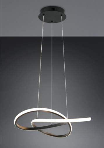 Immagine di Lampadario Design Curvo Mansa Nero Led 36w 3000k Trio Lighting