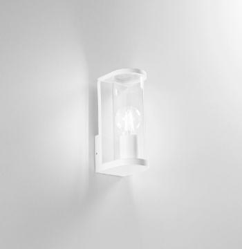 Immagine di Applique Esterna Bianca Con Cilindro Vetro Trasparente IP44