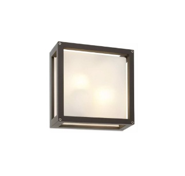 Immagine di Plafoniera Applique Esterno Quadrata Antracite Con Vetro IP54 Brick Redo